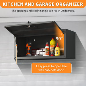 Heavy Duty, Metal Wall Mounted Tool Storage Cabinet Steel Metal Garage Storage Cabinet - Black / Gray