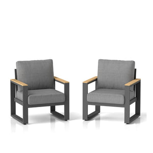 All-Weather Patio Armchairs With Thick Cushions (Set of 2)