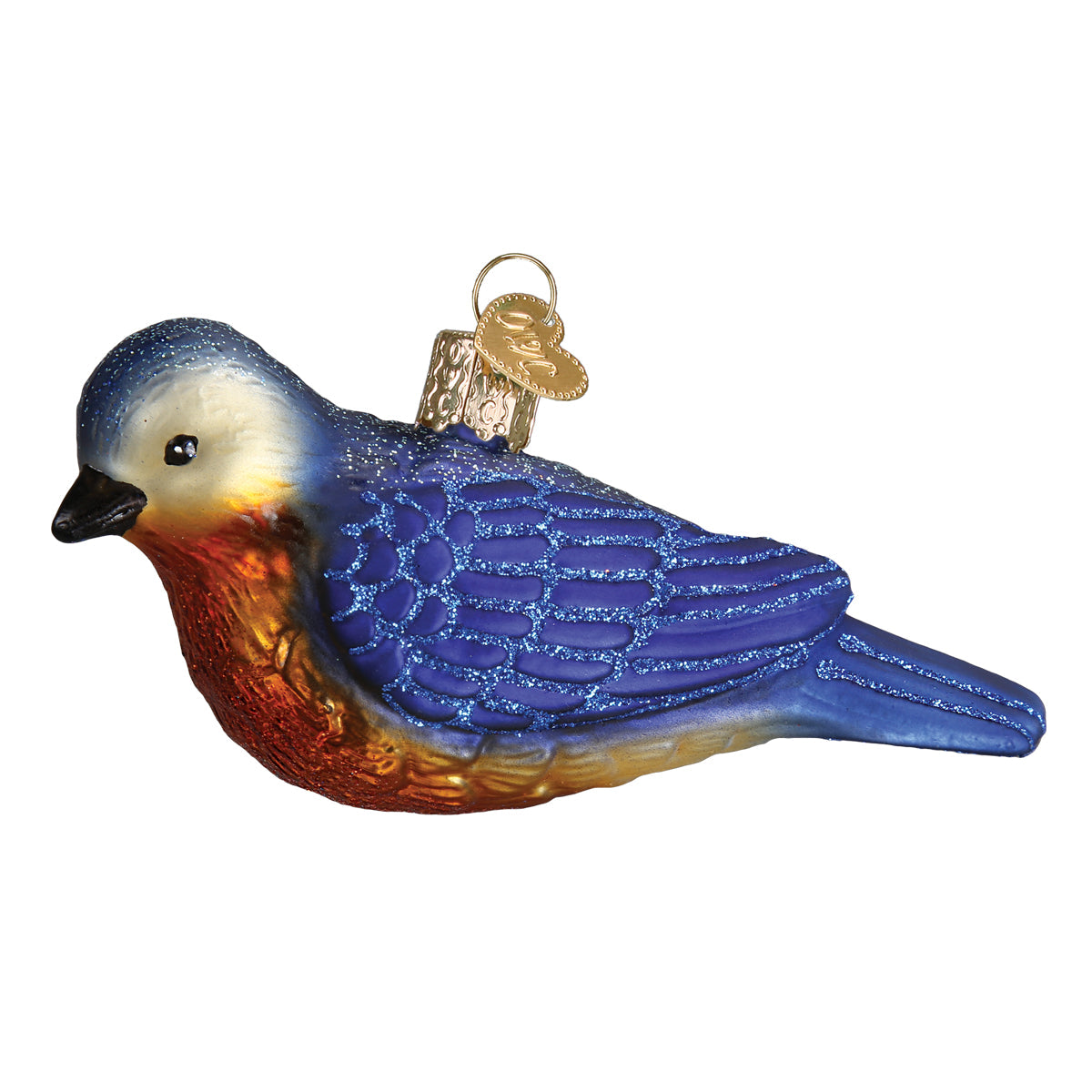 Hanging Western Bluebird Blown Glass Ornament
