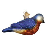 Hanging Western Bluebird Blown Glass Ornament