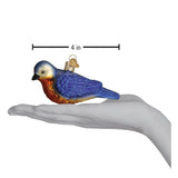 Hanging Western Bluebird Blown Glass Ornament
