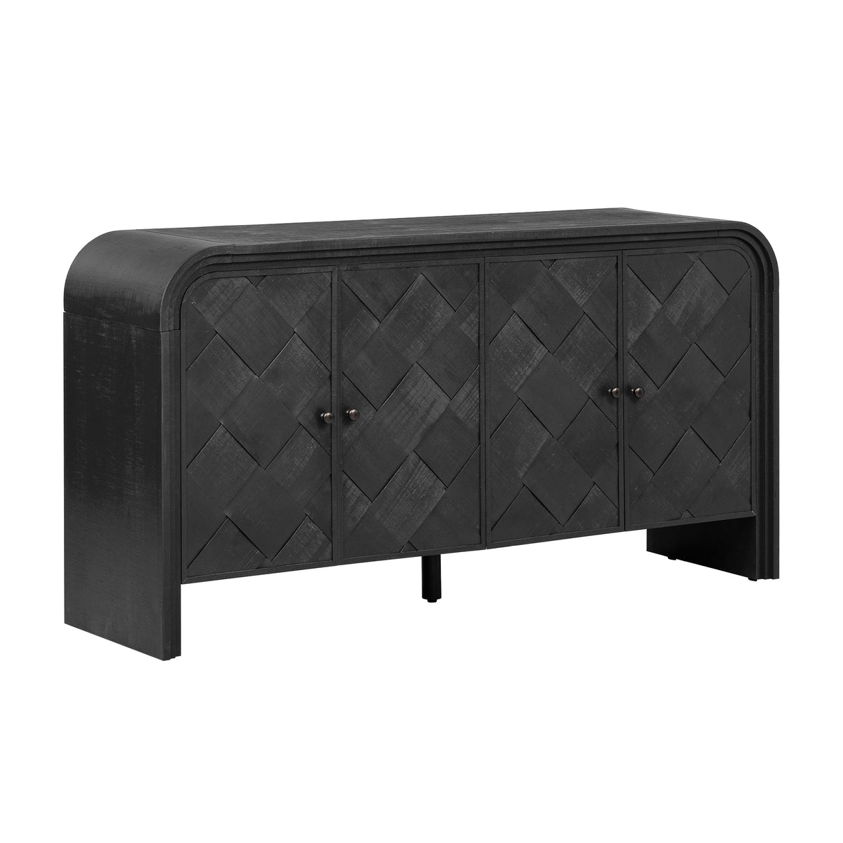 Handwoven Wood Slat Door Sideboard
