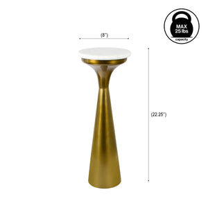 Oliver Mid-Century Glam Retro Metal Drink Table with Marble Top
