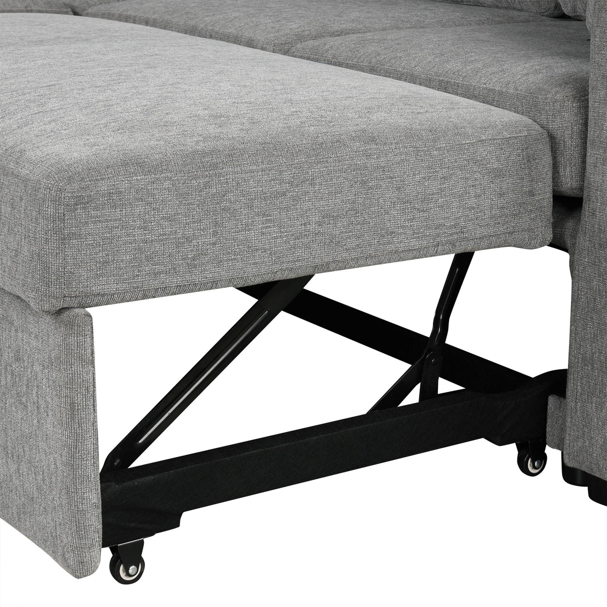 Sectional Sofa Convertible Pull-Out Bed With Storage Ottoman & USB Ports