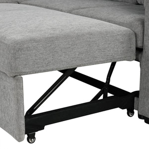 Sectional Sofa Convertible Pull-Out Bed With Storage Ottoman & USB Ports