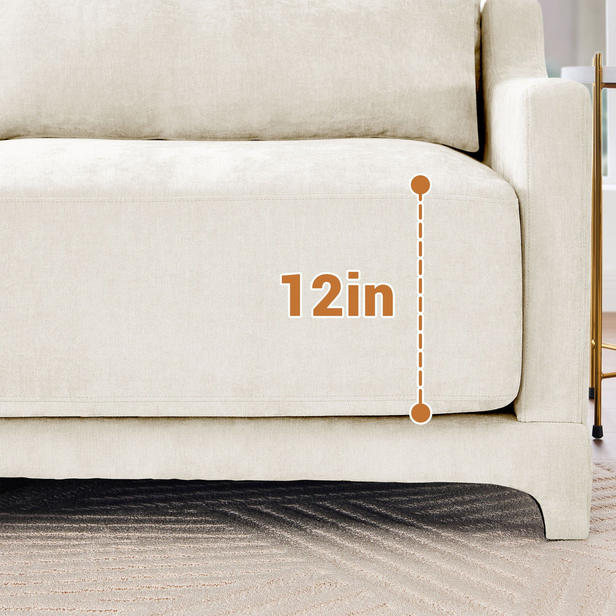 Stylish Sofa With Ottoman And Lumbar Pillows, Ergonomic Design