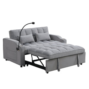 Modern Velvet Loveseat Futon Sofa Couch with Pullout Bed