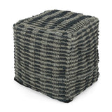 Walle Fabric Square Pouf Ottoman and Floor Cushion Teal Blue