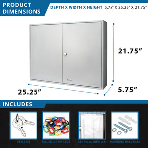 Adjustable Key Cabinet with Lock - Multiple Sizes, Gray or Black