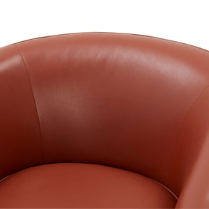 Tessa Caramel Top Grain Leather Swivel Chair with Wood Base
