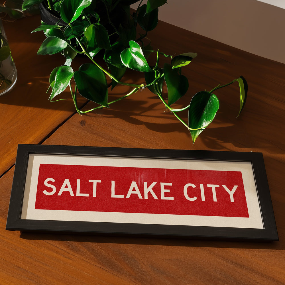 Framed Salt Lake City Red Bus Scroll