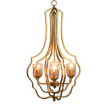 4 Light Metal Chandelier with Adjustable Chain - Gold
