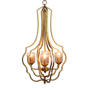 4 Light Metal Chandelier with Adjustable Chain - Gold