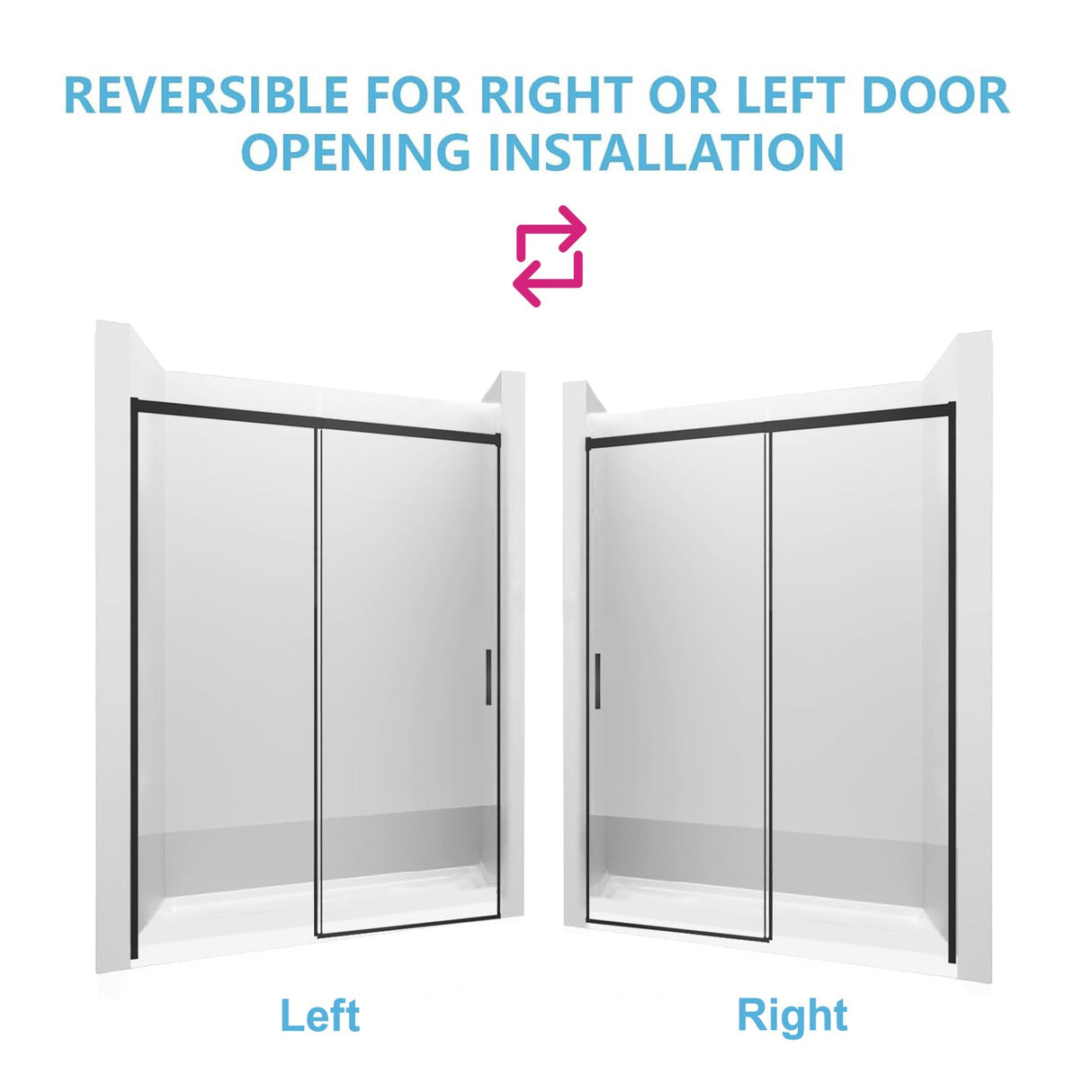 56-60" W x 74" H Semi-Frameless Sliding Shower Door