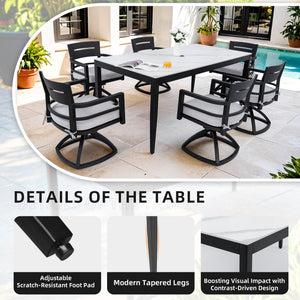 Modern 7PC Outdoor Patio Aluminum Dining Set