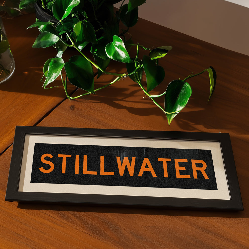 Framed Stillwater Orange Bus Scroll