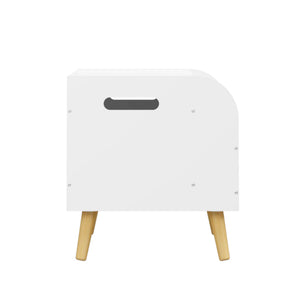 Toy Box With Front Bookshelf, Flip Top Lid, Safety Hinge For Kids Room Organization - White