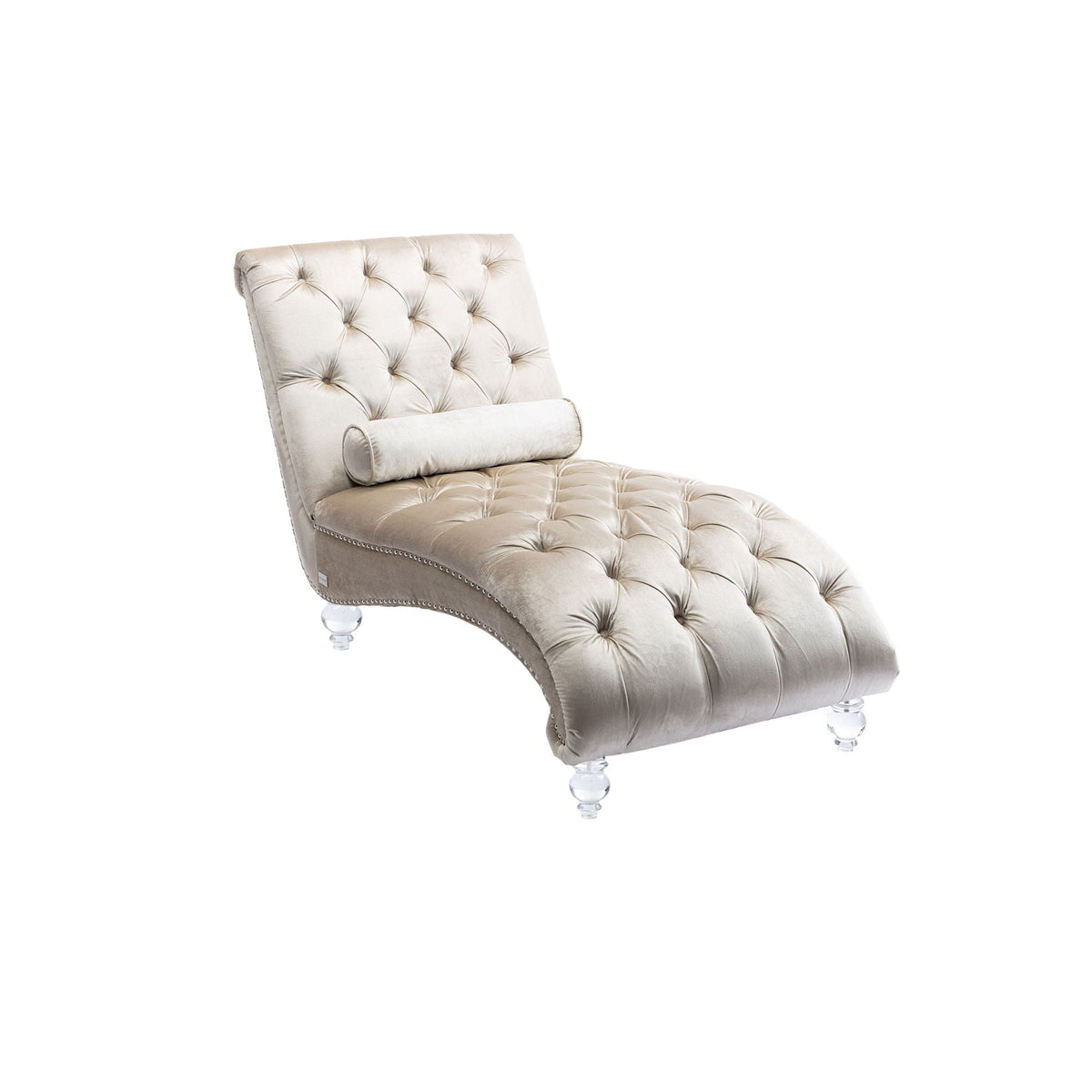 Chaise Lounge Indoor, Button Tufted Upholstered Chaise Lounge Chair With Pillow