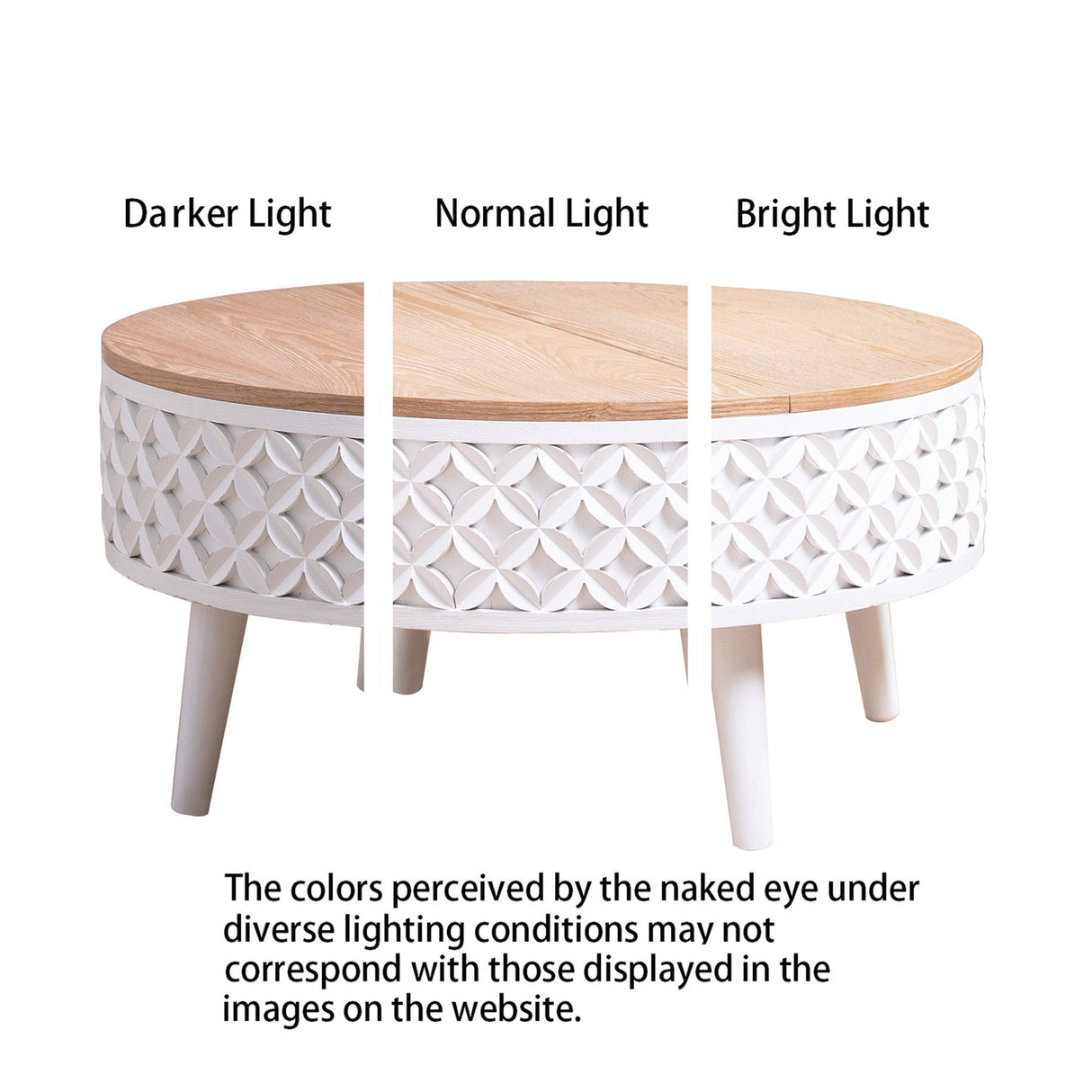 Round Coffee Table with Lift-Top Storage