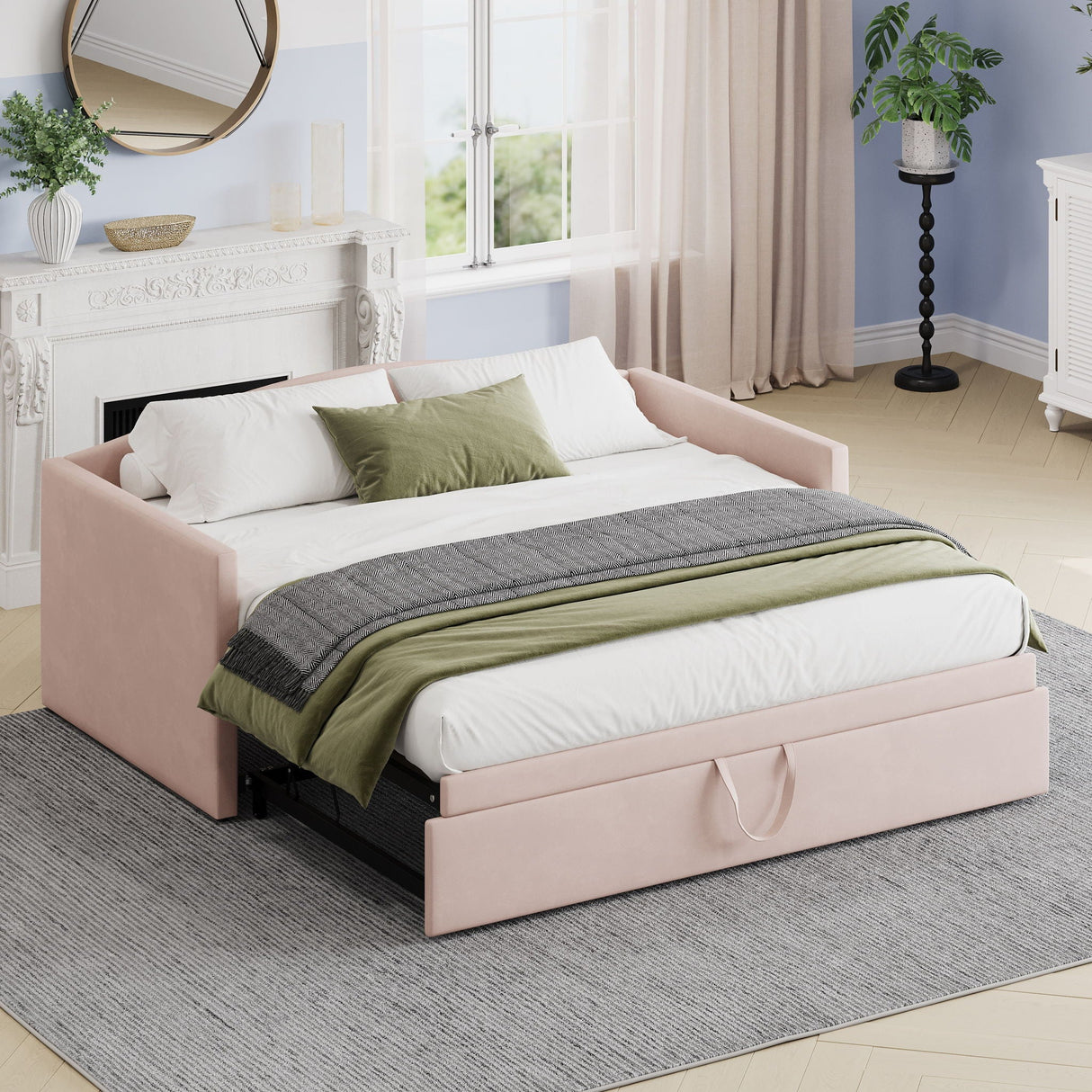 Daybed With Pop Up Trundle, Upholstered Sofa Bed