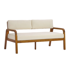 2-Pieces Outdoor Sofa Set with Cushions Teak Acacia Wood