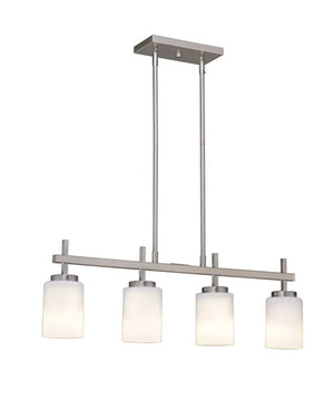 31"W 4-Light Kitchen Island Light Fixture Brushed Nickel Finish Frosted Glass Shade