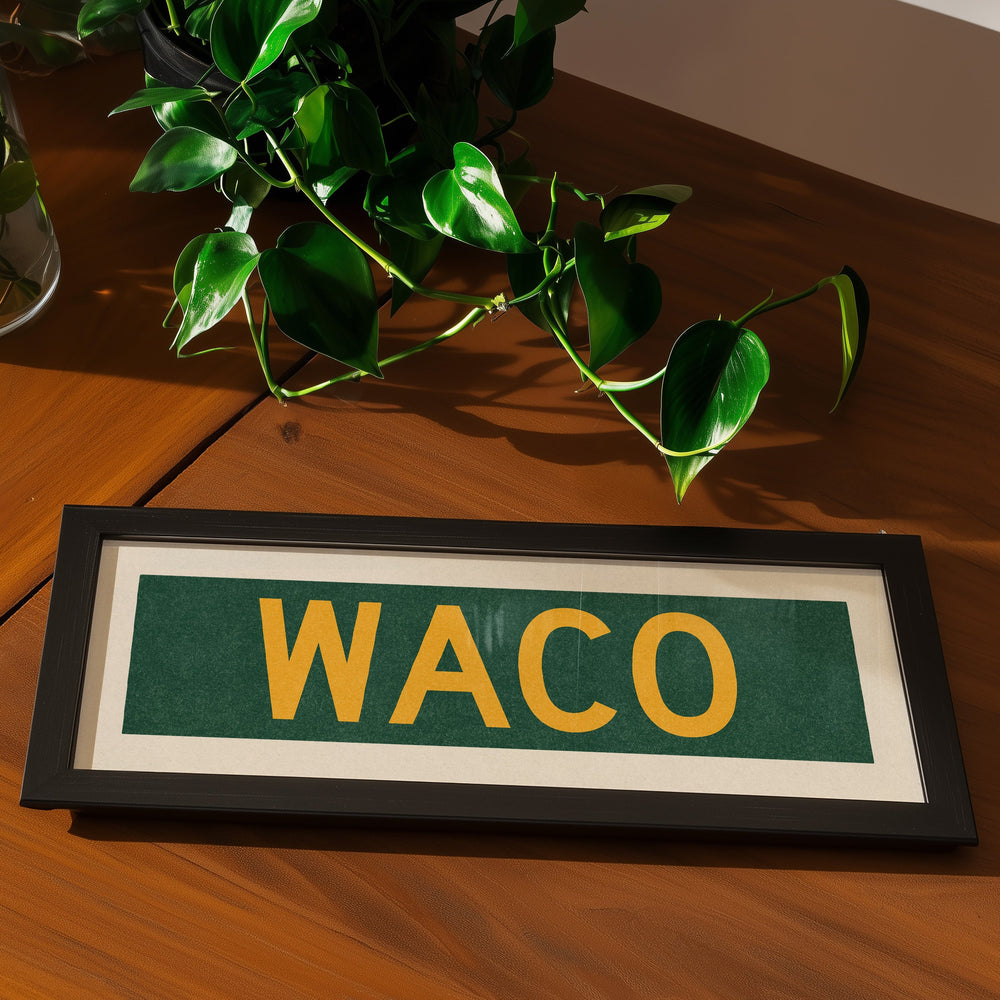 Framed Waco Green Bus Scroll