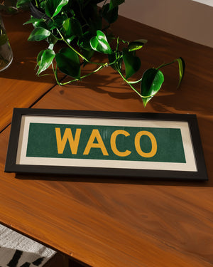 Framed Waco Green Bus Scroll