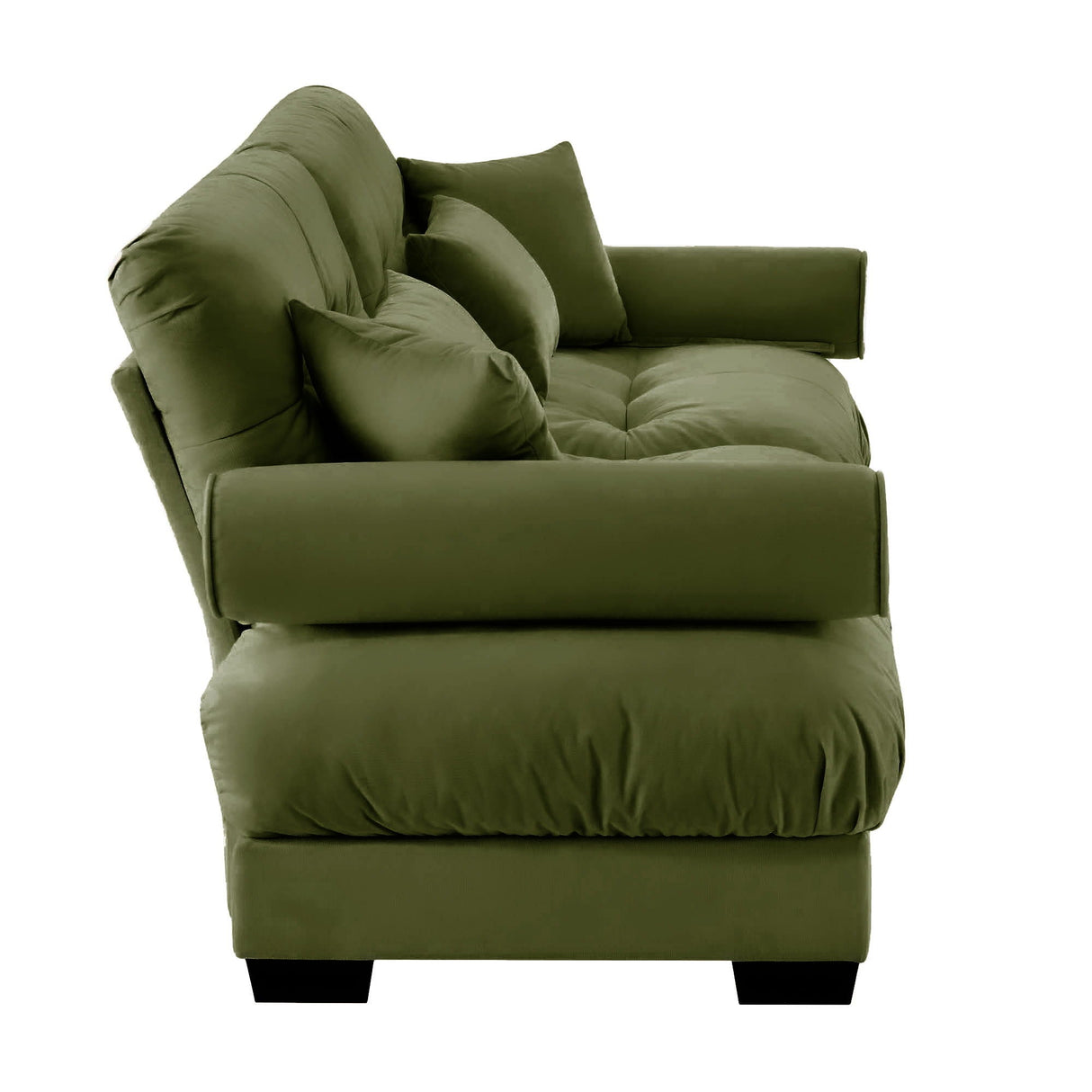 Modern Sofa With Bolstered Armrests And Pillows