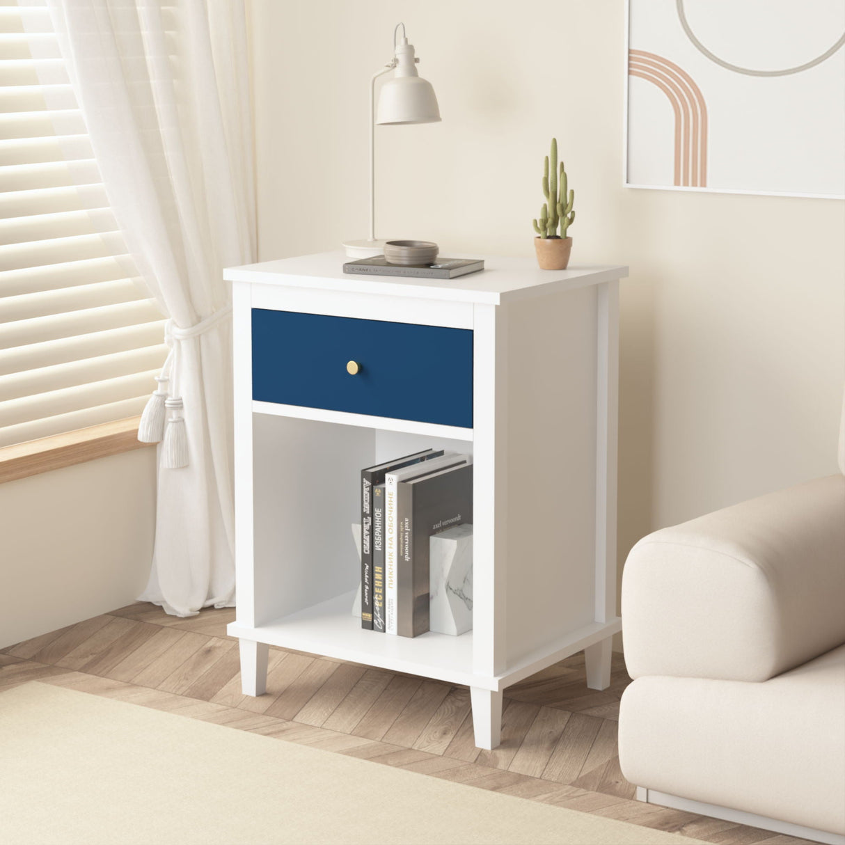 Nightstand With 1 Drawer 1 Shelf