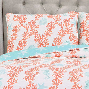 Dina Coral Quilt 3 Piece Set
