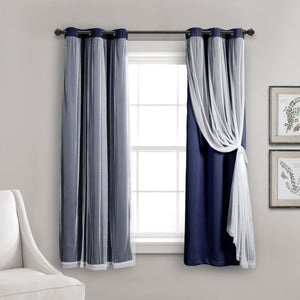 Grommet Sheer With Insulated Blackout Lining Curtain Panel Set