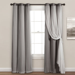 Grommet Sheer With Insulated Blackout Lining Curtain Panel Set