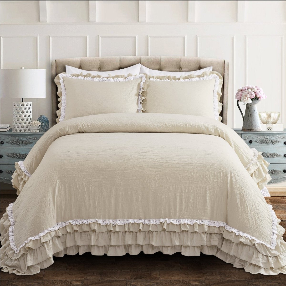 Ella Ruffle Lace 3 Piece Comforter Set – Tuesday Morning