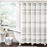 Urban Diamond Stripe Woven Tufted Recycled Cotton Blend Shower Curtain