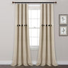 Farmhouse Button Stripe Yarn Dyed Woven Cotton Blend Window Curtain Panel Set