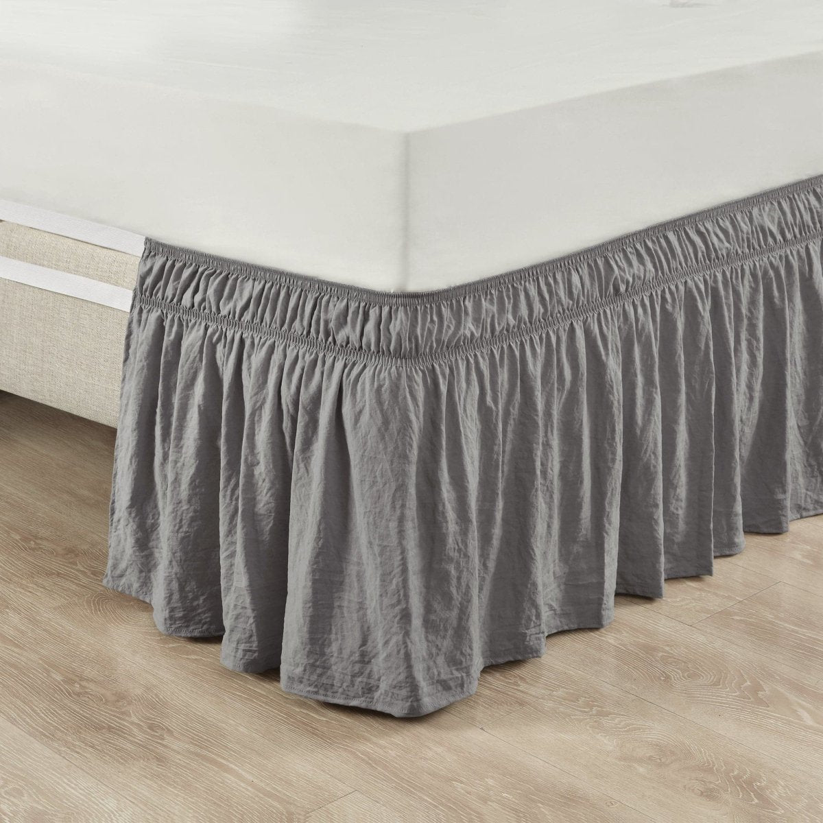 Single Bed Ruffle Ruched Ruffle Elastic Easy Wrap Around Bed Skirt – Tuesday Morning