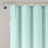 Ombre Embroidery Tassel Cotton Shower Curtain