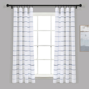 Ombre Stripe Yarn Dyed Recycled Cotton Blend Window Curtain Panel Set