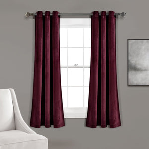 Prima Velvet Solid Grommet Light Filtering Window Curtain Panel Set