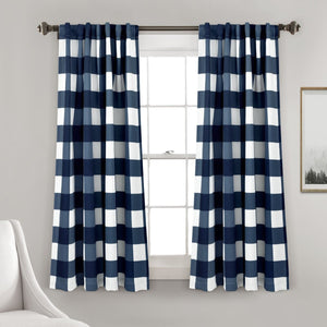 Kelly Checker Light Filtering Window Curtain Panel Set