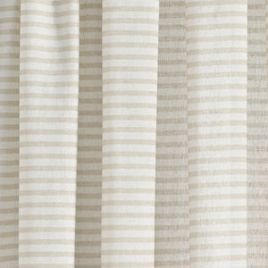 Boho Coastal Horizontal Ticking Stripe Tassel Window Curtain Panel Set