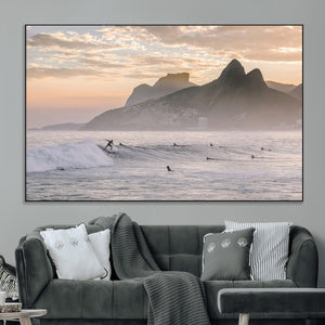 Sunset Surfing Wall Art Canvas Print – Framed Misty