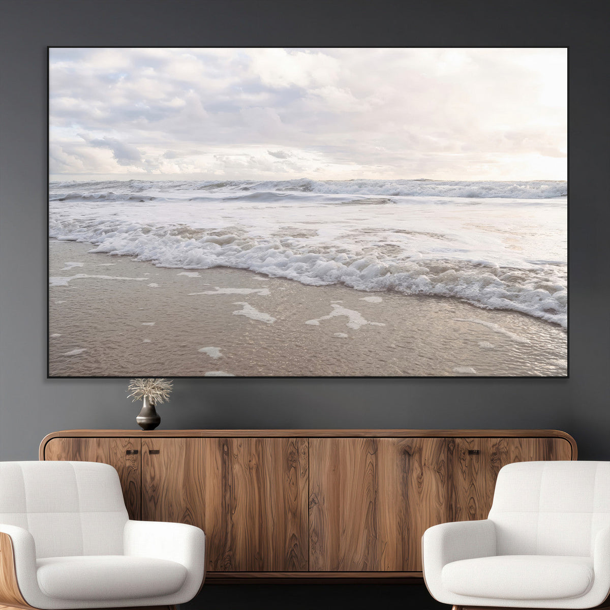 Ocean Waves Wall Art Canvas Print – Framed Coastal Shoreline