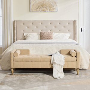 64.6"W Upholstered Chenille Flip-top Storage End of Bed Bench