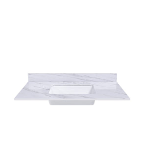 Bianco Carrara Venato Elegant Marble Vanity Top, Bathroom Vanity With Undermount Sink, Sintered Stone