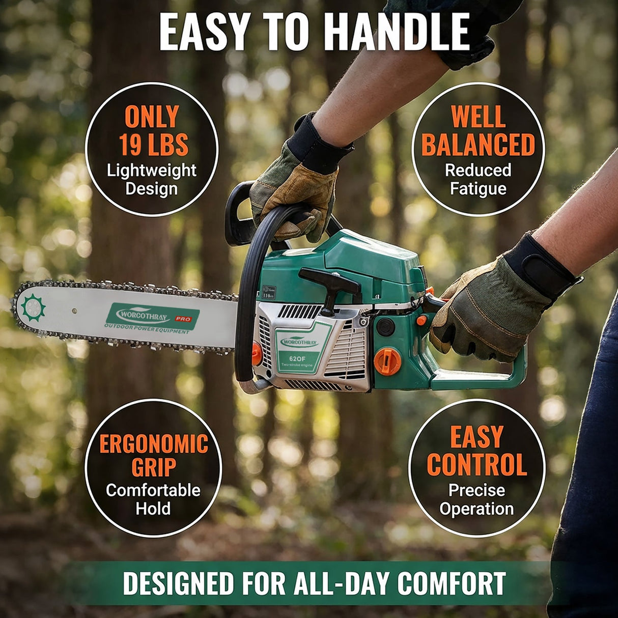 62CC 2-Stroke 20" Gasoline Chainsaw