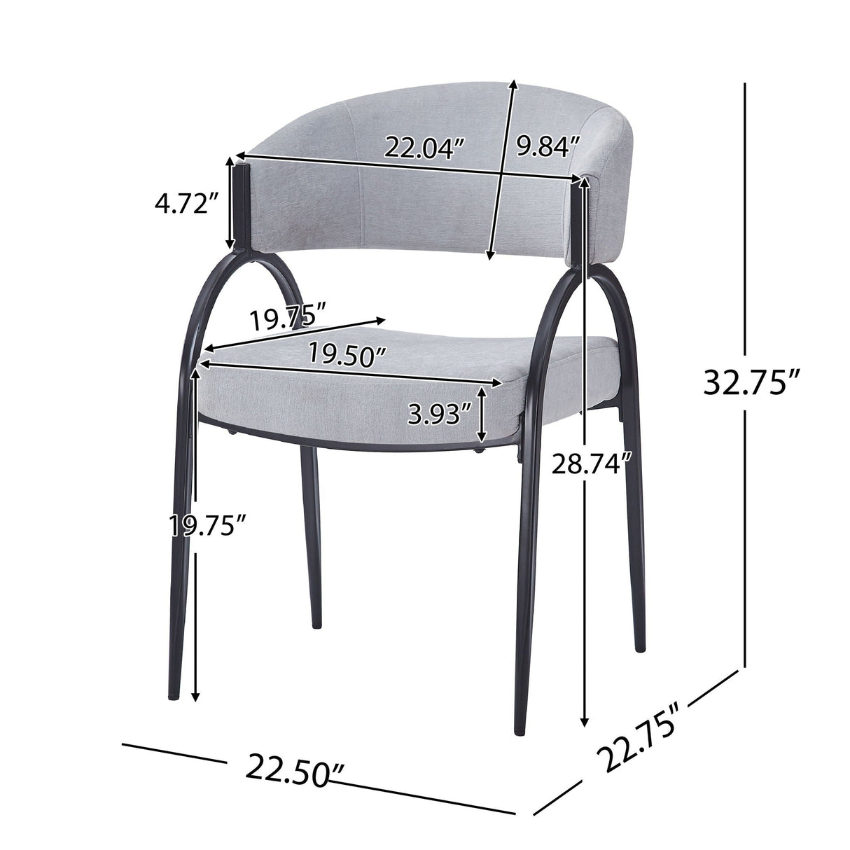 Contemporary Upholstered Dining Chairs with Metal Legs (Set of 2)