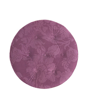 Luxurious Round Upholstered Ottoman with Fringe – Yellow or Purple