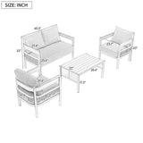 Multi-Person Outdoor Iron Sofa Set with Rattan Decoration